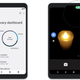 A photo of two phones with screenshots embedded into each